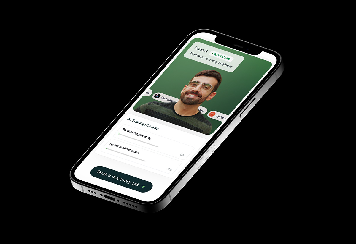 Mobile interface with an animated AI training course